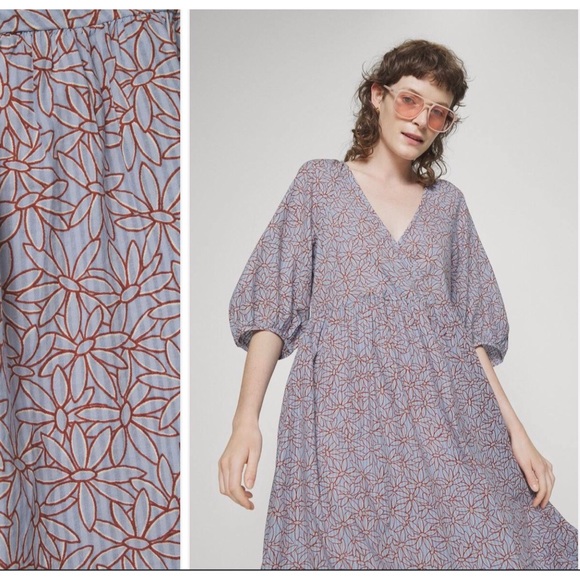 Madewell Mariana Puff Sleeve Midi Dress  In Dream-On Daisies - Picture 2 of 14